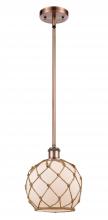 Innovations Lighting 516-1S-AC-G121-8RB - Farmhouse Rope - 1 Light - 8 inch - Antique Copper - Mini Pendant