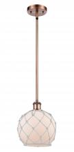 Innovations Lighting 516-1S-AC-G121-8RW - Farmhouse Rope - 1 Light - 8 inch - Antique Copper - Mini Pendant