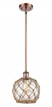 Innovations Lighting 516-1S-AC-G122-8RB - Farmhouse Rope - 1 Light - 8 inch - Antique Copper - Mini Pendant