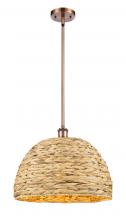 Innovations Lighting 516-1S-AC-RBD-16-NAT - Woven Rattan - 1 Light - 16 inch - Antique Copper - Multi Pendant