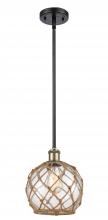 Innovations Lighting 516-1S-BAB-G122-8RB - Farmhouse Rope - 1 Light - 8 inch - Black Antique Brass - Mini Pendant