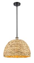 Innovations Lighting 516-1S-BAB-RBD-16-NAT - Woven Rattan - 1 Light - 16 inch - Black Antique Brass - Multi Pendant