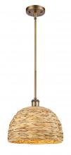 Innovations Lighting 516-1S-BB-RBD-12-NAT - Woven Rattan - 1 Light - 12 inch - Brushed Brass - Multi Pendant