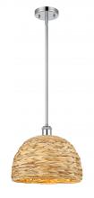 Innovations Lighting 516-1S-PC-RBD-12-NAT - Woven Rattan - 1 Light - 12 inch - Polished Chrome - Multi Pendant