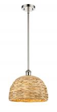 Innovations Lighting 516-1S-PN-RBD-12-NAT - Woven Rattan - 1 Light - 12 inch - Polished Nickel - Multi Pendant