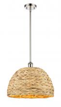 Innovations Lighting 516-1S-PN-RBD-16-NAT - Woven Rattan - 1 Light - 16 inch - Polished Nickel - Multi Pendant