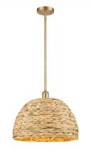 Innovations Lighting 516-1S-SG-RBD-16-NAT - Woven Rattan - 1 Light - 16 inch - Satin Gold - Multi Pendant