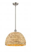 Innovations Lighting 516-1S-SN-RBD-16-NAT - Woven Rattan - 1 Light - 16 inch - Satin Nickel - Multi Pendant