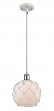 Innovations Lighting 516-1S-WPC-G121-8RW - Farmhouse Rope - 1 Light - 8 inch - White Polished Chrome - Mini Pendant