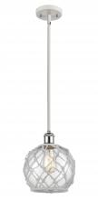 Innovations Lighting 516-1S-WPC-G122-8RW - Farmhouse Rope - 1 Light - 8 inch - White Polished Chrome - Mini Pendant