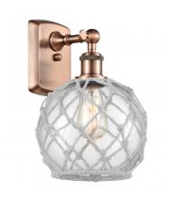 Innovations Lighting 516-1W-AC-G122-8RW - Farmhouse Rope - 1 Light - 8 inch - Antique Copper - Sconce