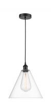 Innovations Lighting 616-1P-BK-GBC-122 - Berkshire - 1 Light - 12 inch - Matte Black - Cord hung - Mini Pendant