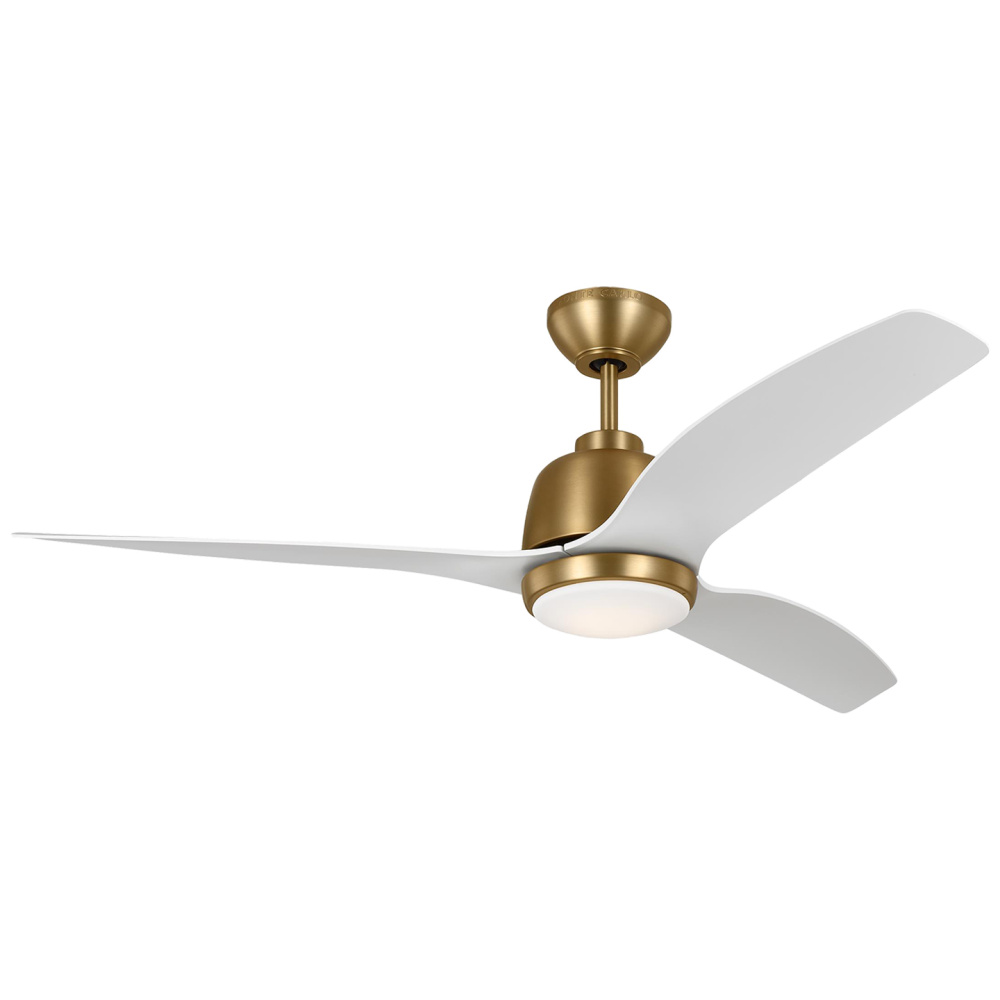 Avila 54" Dimmable Integrated LED Indoor/Outdoor Satin Brass Ceiling Fan with Light Kit