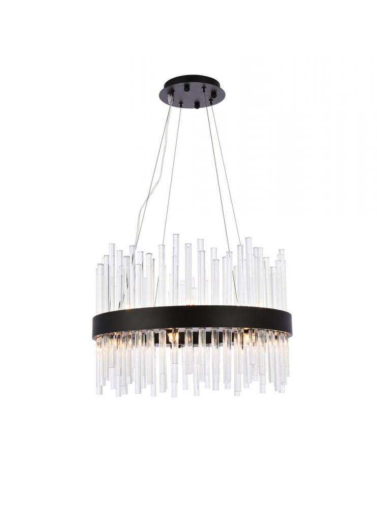 Dallas 20 inch round crystal pendant in black