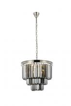 Elegant 1231D20PN-SS/RC - Sydney 9 Light Polished Nickel Chandelier Silver Shade (Grey) Royal Cut Crystal