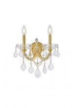 Elegant 2800W2G/RC - Maria Theresa 2 Light Gold Wall Sconce Clear Royal Cut Crystal