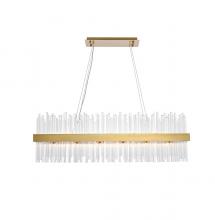 Elegant 3000G42SG - Dallas 42 inch rectangle crystal pendant in satin gold