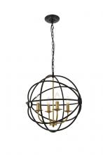 Elegant LD4006D18BRD - Octavia 4 Light Brass and Dark Brown Pendant