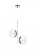 Elegant LD6119C - Eclipse 2 Lights Chrome Pendant with Clear Glass