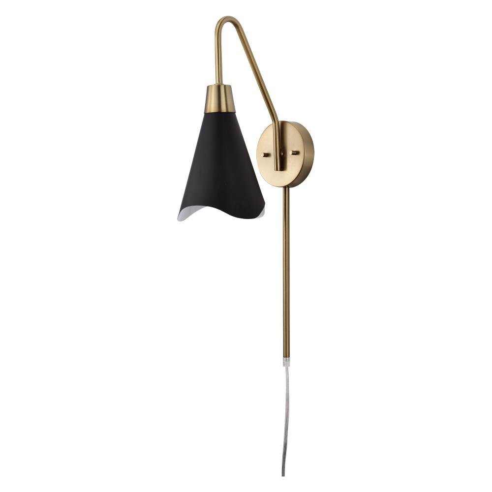 Tango; 1 Light; Wall Sconce; Matte Black with Burnished Brass