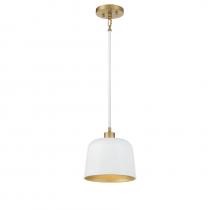 Savoy House Meridian M70118WHNB - 1-Light Pendant in White with Natural Brass