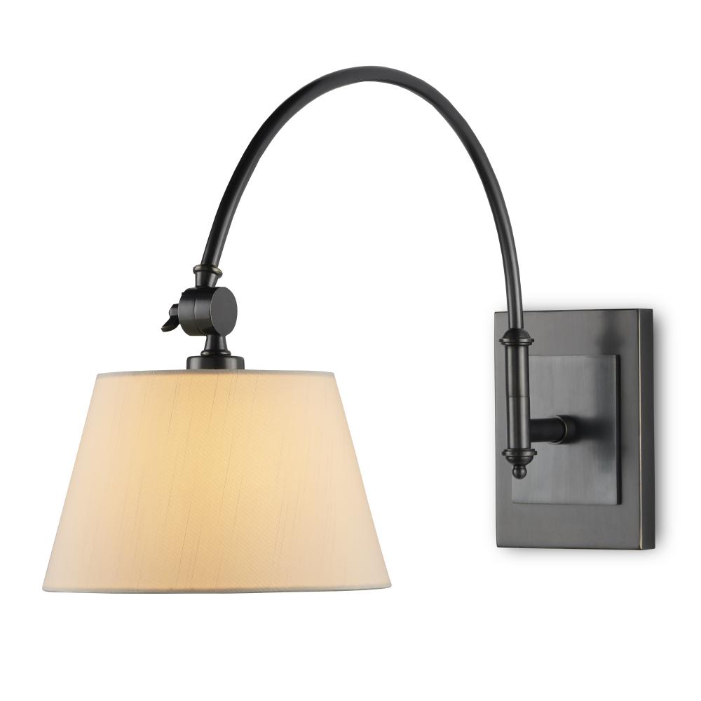 Ashby Bronze Swing-Arm Wall Sconce, White Shade