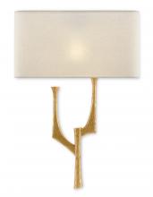 Currey 5000-0182 - Bodnant Gold Wall Sconce, White Shade, Right