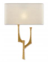 Currey 5000-0183 - Bodnant Gold Wall Sconce, White Shade, Left